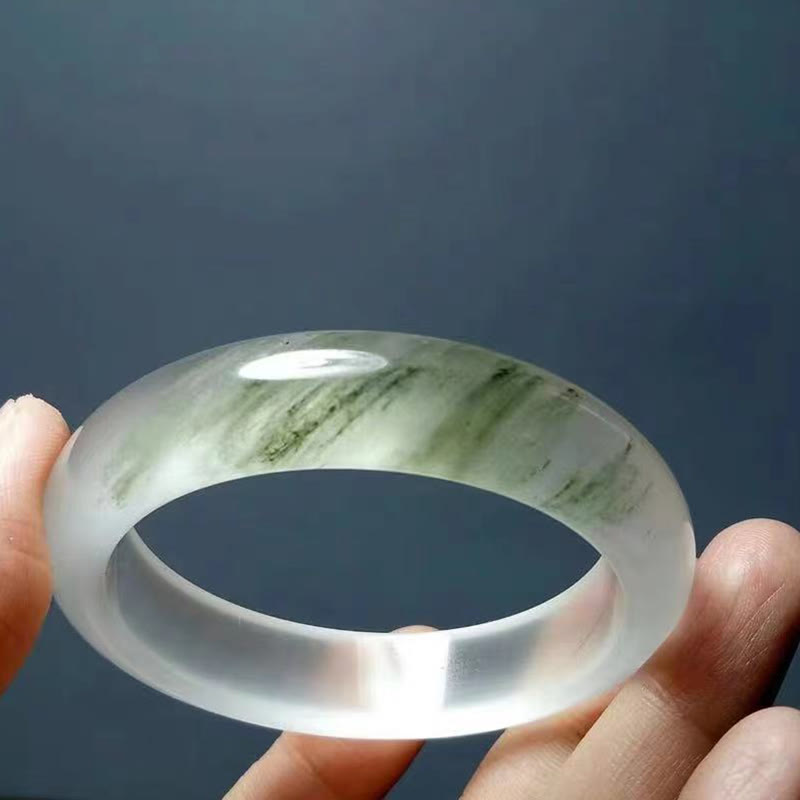 Golden Silk Jade Bracelet for Wealth and Luck, 58mm Bangle