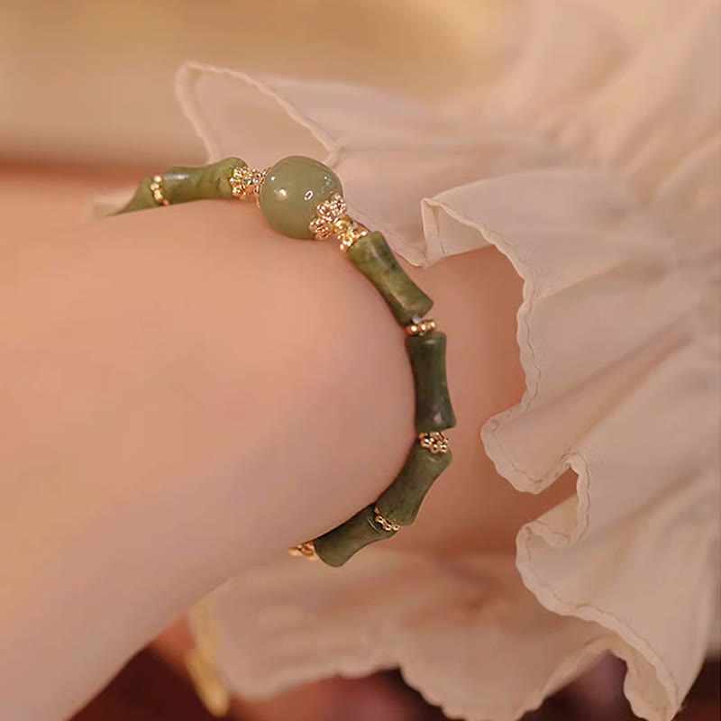 11mm Peridot Hetian Jade Luck Jade Bracelet