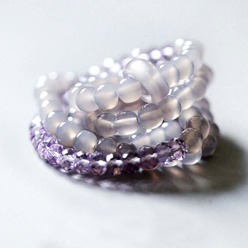 Amethyst Meditation Bracelet Natural Crystal Healing 15.5cm