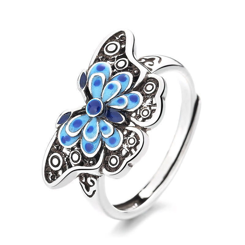 Blue Butterfly Copper Spiritual Ring for Love & Transformation
