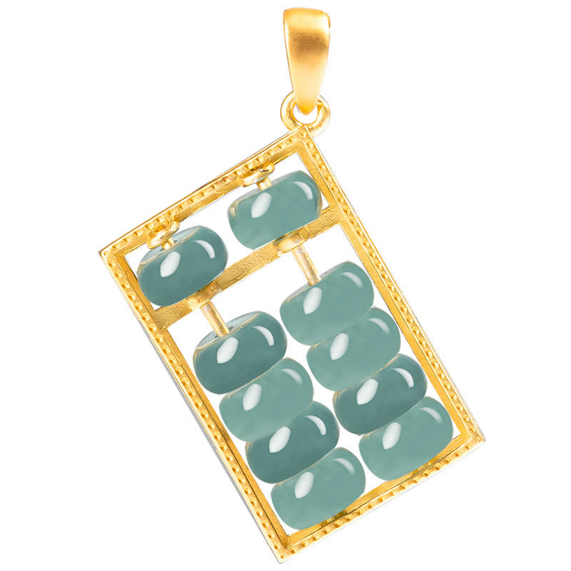 Unisex 925 Sterling Silver Jade Abacus Necklace Pendant