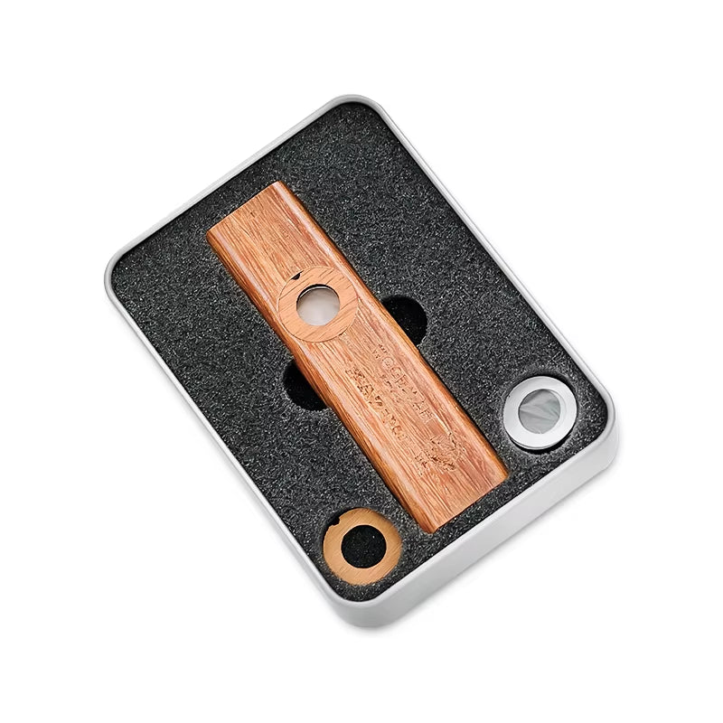 Wooden Kazoo Orff Instruments Ukulele Guitar Partner Woodman Wood Harmonica with Metal Box Kazoo for Adult Kids Kazoo