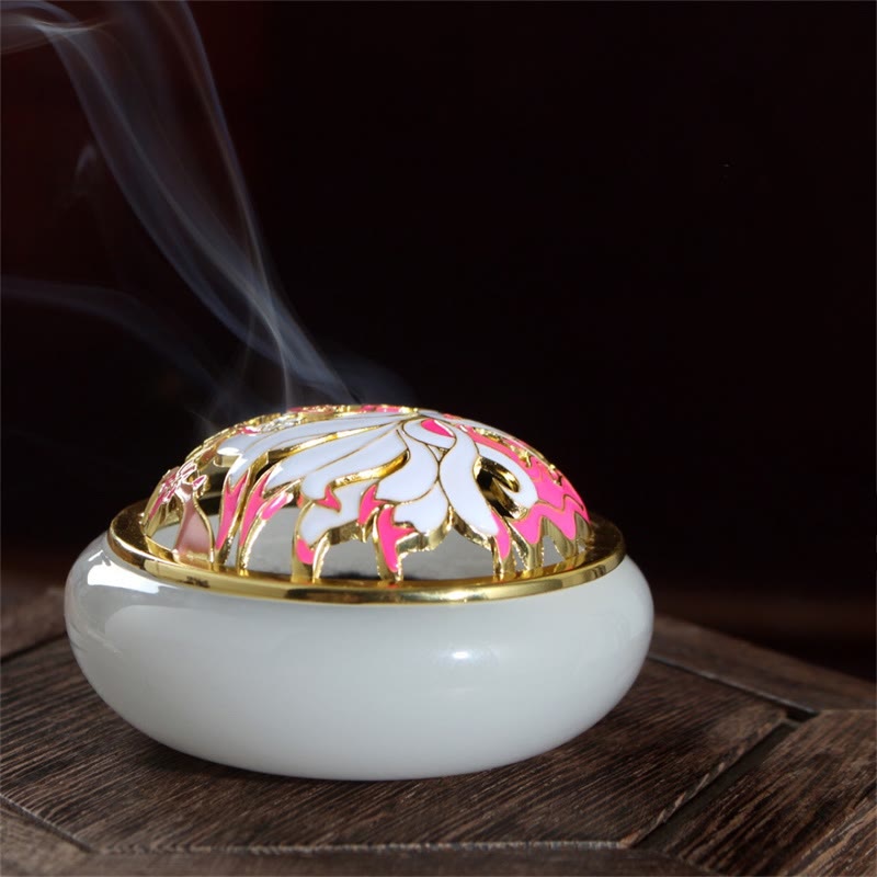 Liuli Crystal Nine Tailed Fox Incense Burner for Meditation
