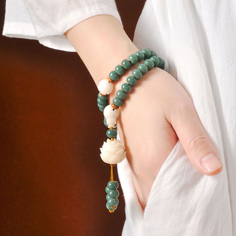 6x8mm Bodhi Seed Lotus Bracelet for Success and Enlightenment