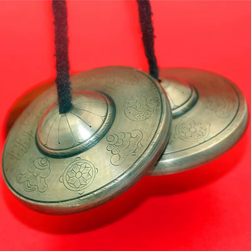 Large Nepal Handmade Tinkle Bell Cymbals 8.5Cm Brass Buddhist Tingsha Bells Sound Healing Sound Healing Tibetan Bell Instruments