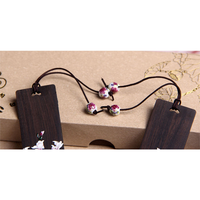 Ebony Wood Butterfly Flower Bookmark for Zen Décor
