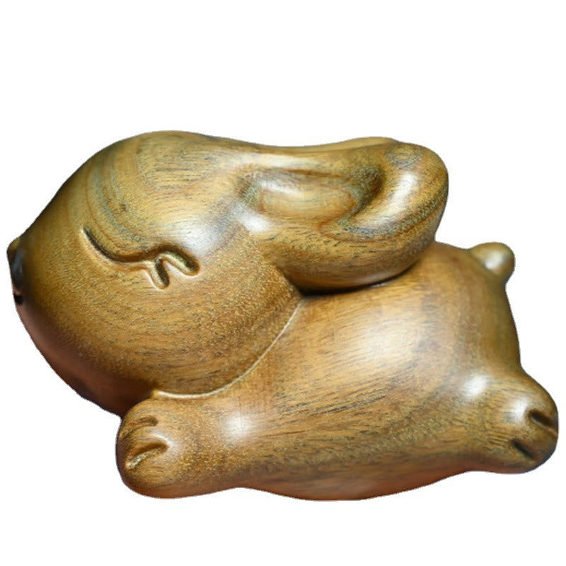 Small Green Sandalwood Rabbit Decoration for Peaceful Home