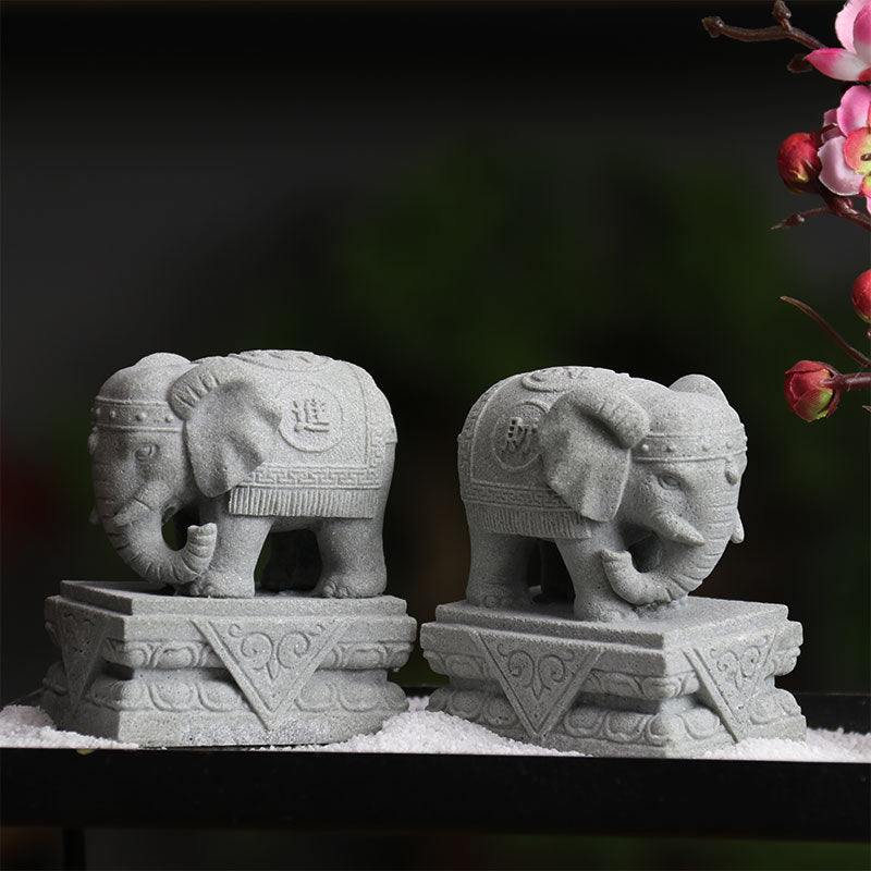 Fu Dogs Elephant Turtle Spiritual Statues Set for Home Blessings