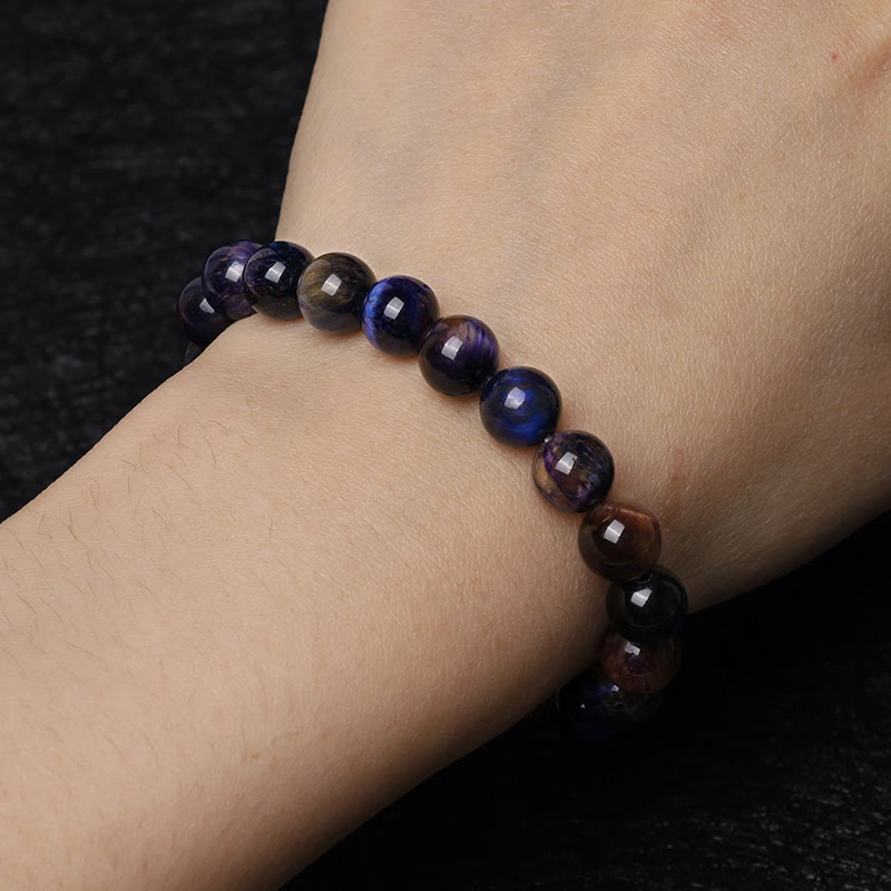 8mm Purple Tiger Eye Protection Bracelet for Strength