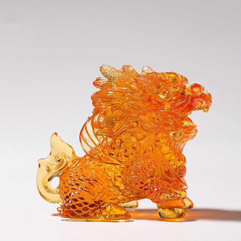 Liuli Feng Shui Kirin Crystal Art Piece for Zen Decor