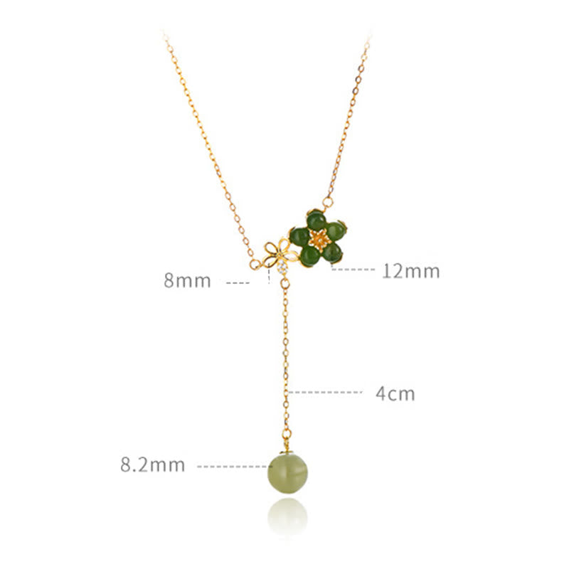 Hetian Cyan Jade Luck Necklace in 925 Silver | Healing Sounds