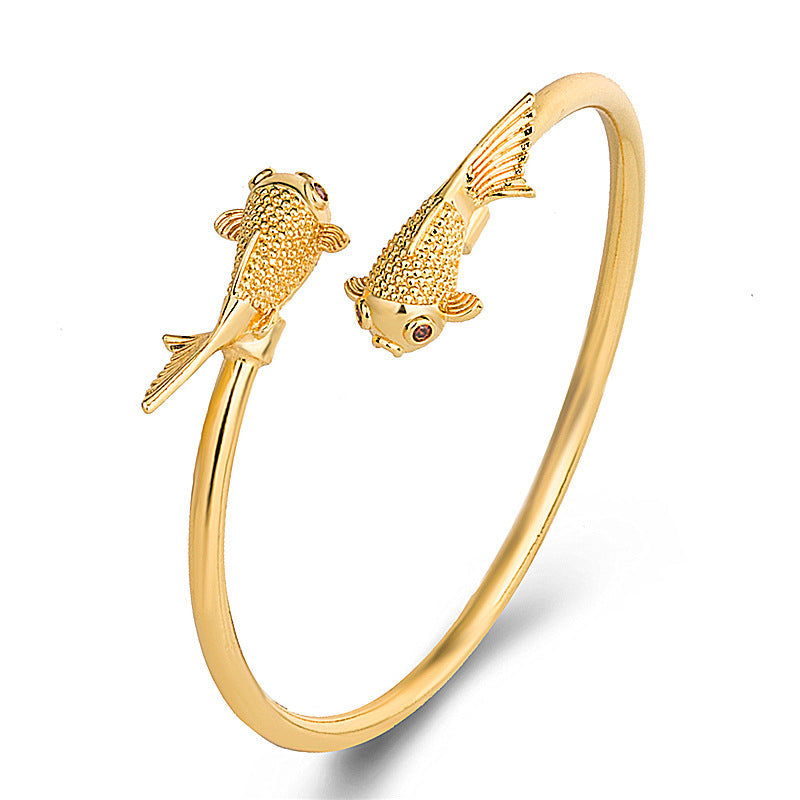 Copper Double Koi Fish Prosperity Bracelet Adjustable