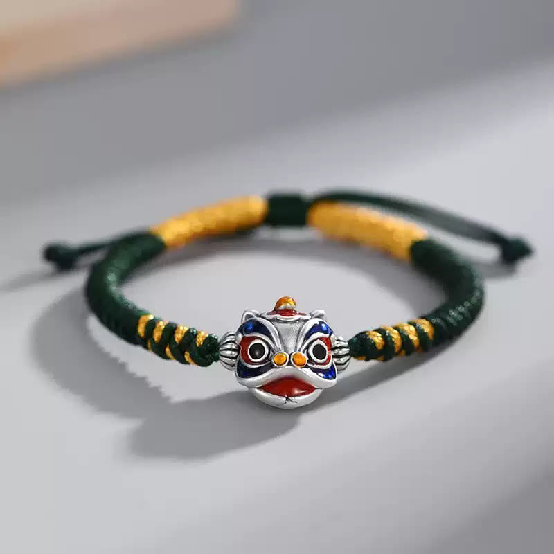 Handmade Dancing Lion Red String Bracelet for Protection