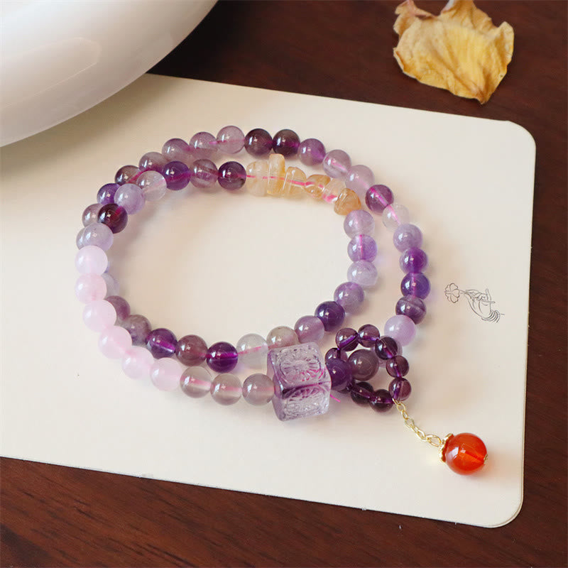Amethyst Citrine Double Wrap Bracelet for Positive Transformation