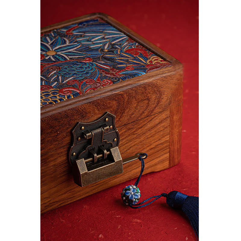 Rosewood Jewelry Storage Box with Floral Pattern | Zen Decor