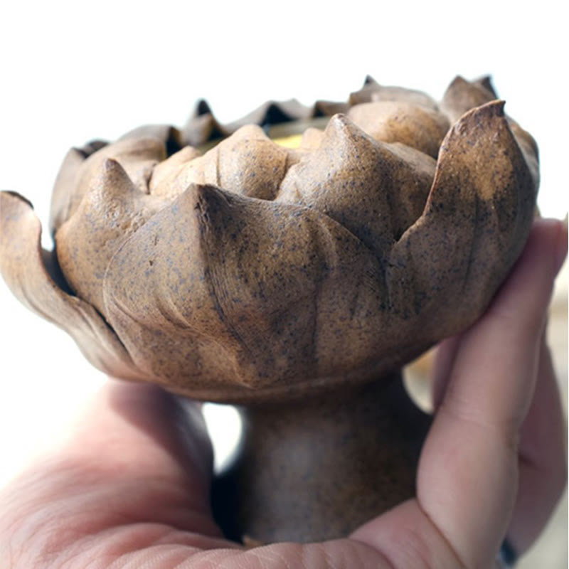 Lotus Flower Ceramic Candle Holder 11cm | Spiritual Home Accent