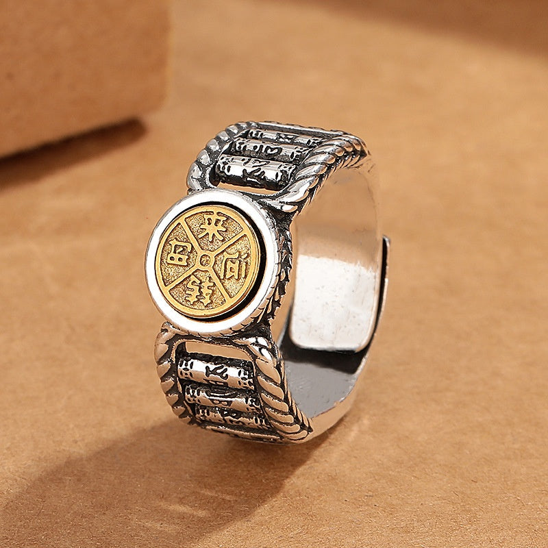 Om Mani Padme Hum Copper Spinner Ring for Spiritual Purity