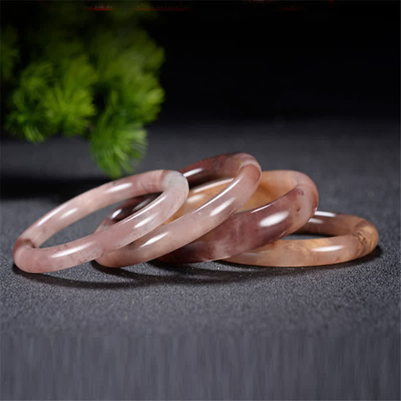 Purple Golden Silk Jade Bangle Bracelet for Wealth & Luck