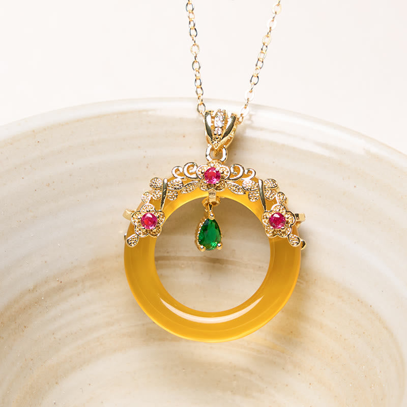 Green Chalcedony Peace Buckle Strength Necklace