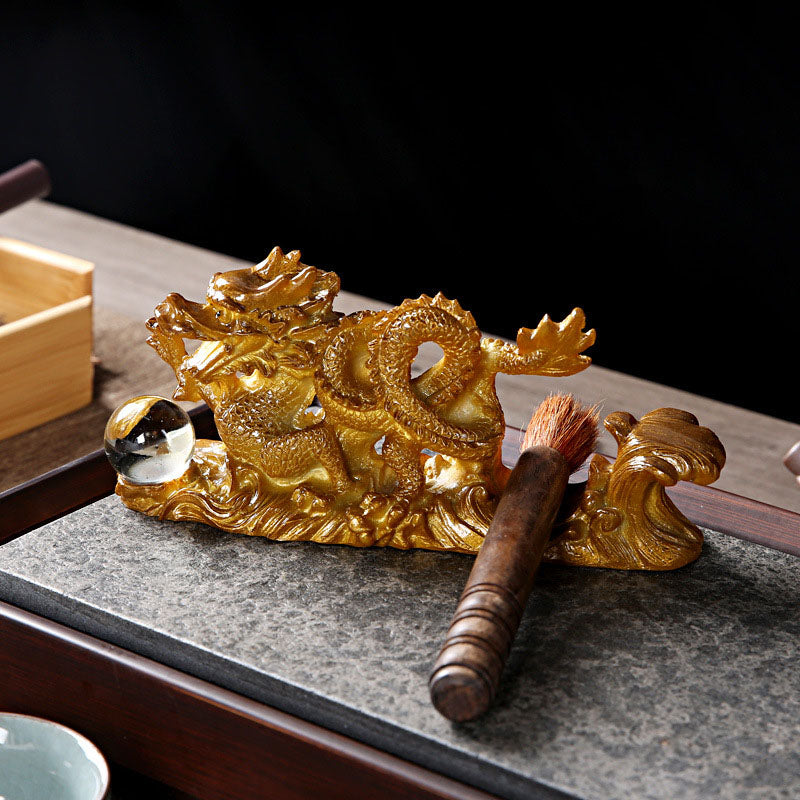 Color Changing Resin Chinese Dragon Figurine for Luck and Success