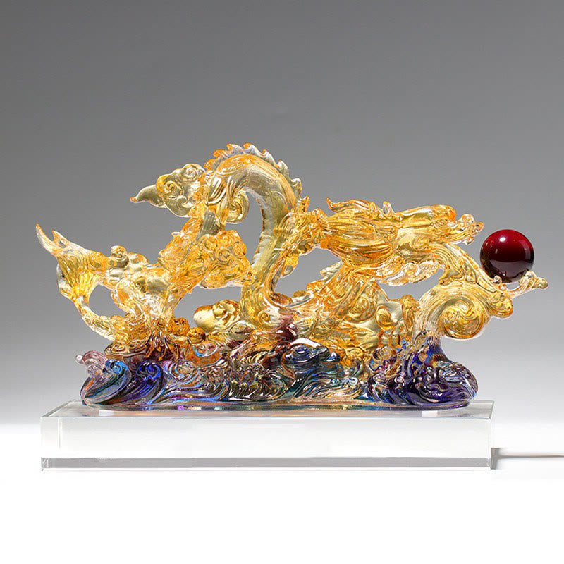 26cm Liuli Dragon Spiritual Statue for Protection & Strength