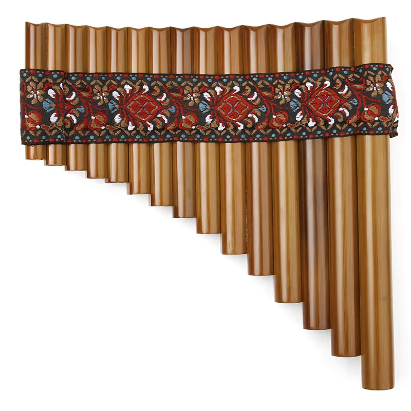 Bamboo Woodwind Instrument Romanian Style Paste the Cloth Strip Handmade Production 15 Pipes Panflute G Key