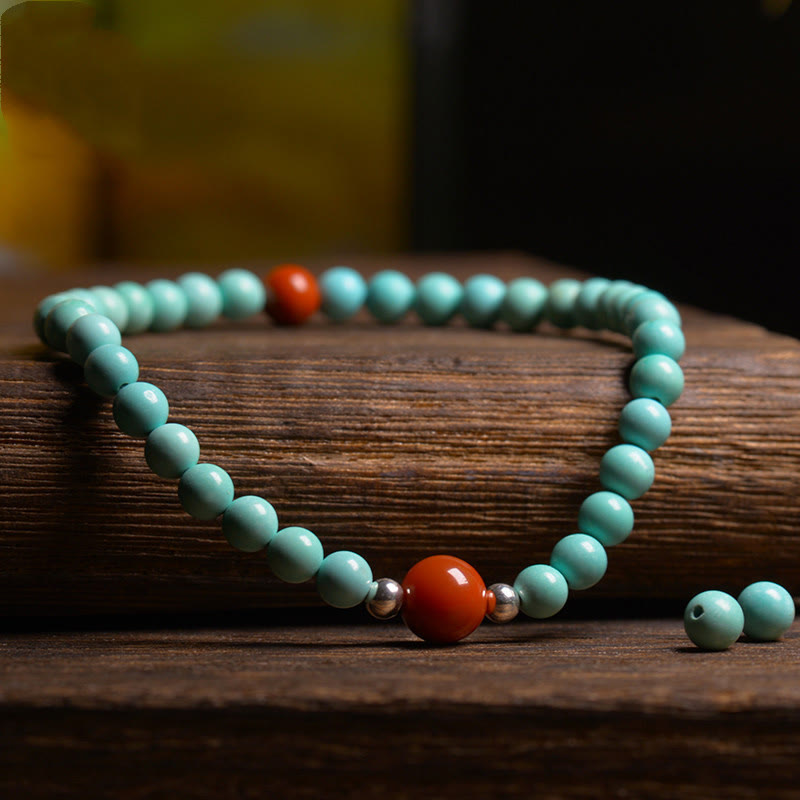 Turquoise Red Agate Protection Bracelet 3.8mm Beads