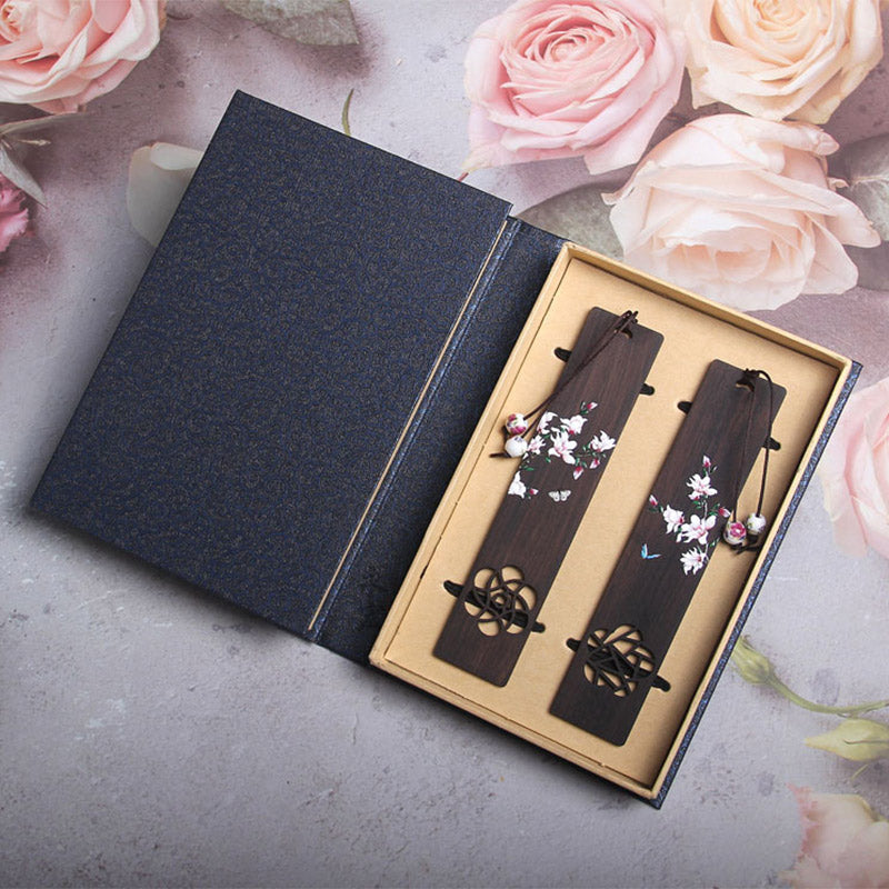 Ebony Wood Butterfly Flower Bookmark for Zen Décor