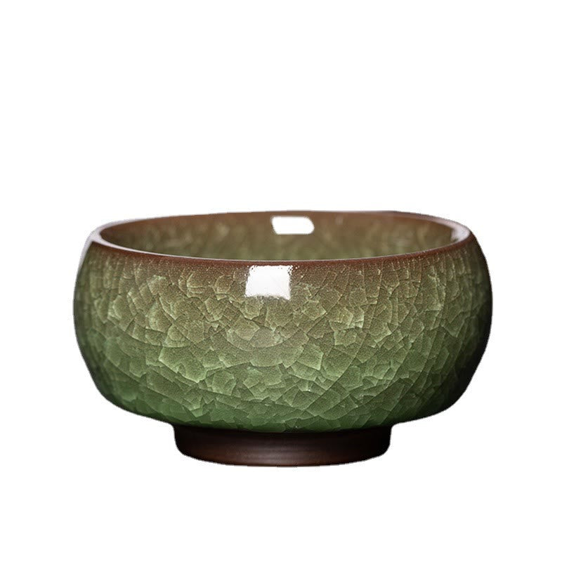 7cm Ceramic Green Ice Crack Jian Zhan Tea Cup for Tea Ritual