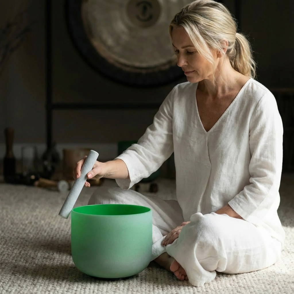 Green F Note Heart Chakra Crystal Singing Bowl