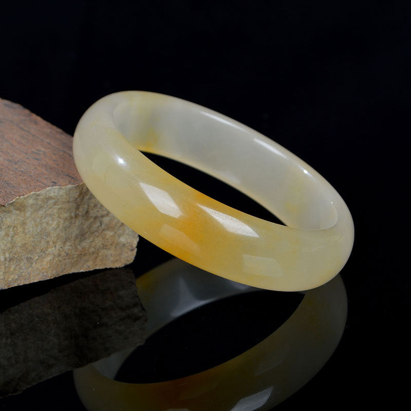 Golden Silk Jade Bracelet Bangle 56mm for Luck & Wealth