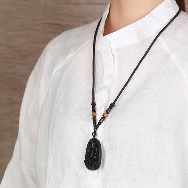 Chinese Zodiac Black Obsidian Purification Necklace