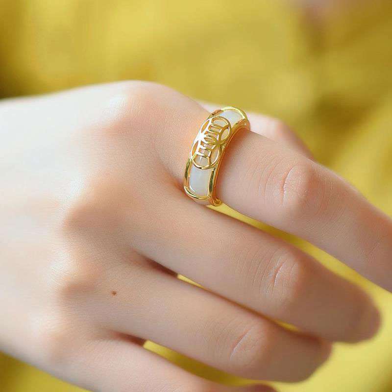 White Jade Luck Ring Necklace | Unisex Adjustable Size