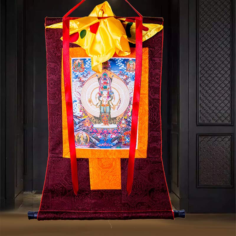 Tibetan Avalokitesvara Thangka Wall Decor 60cm Blessing