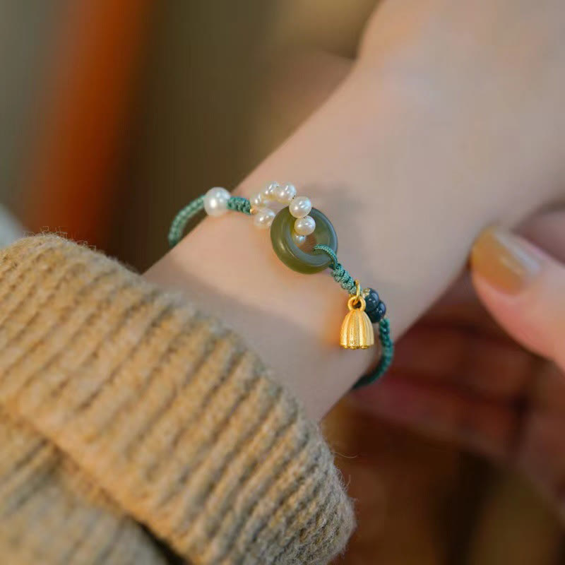 Hetian Jade Peace Buckle Serenity Bracelet for Luck