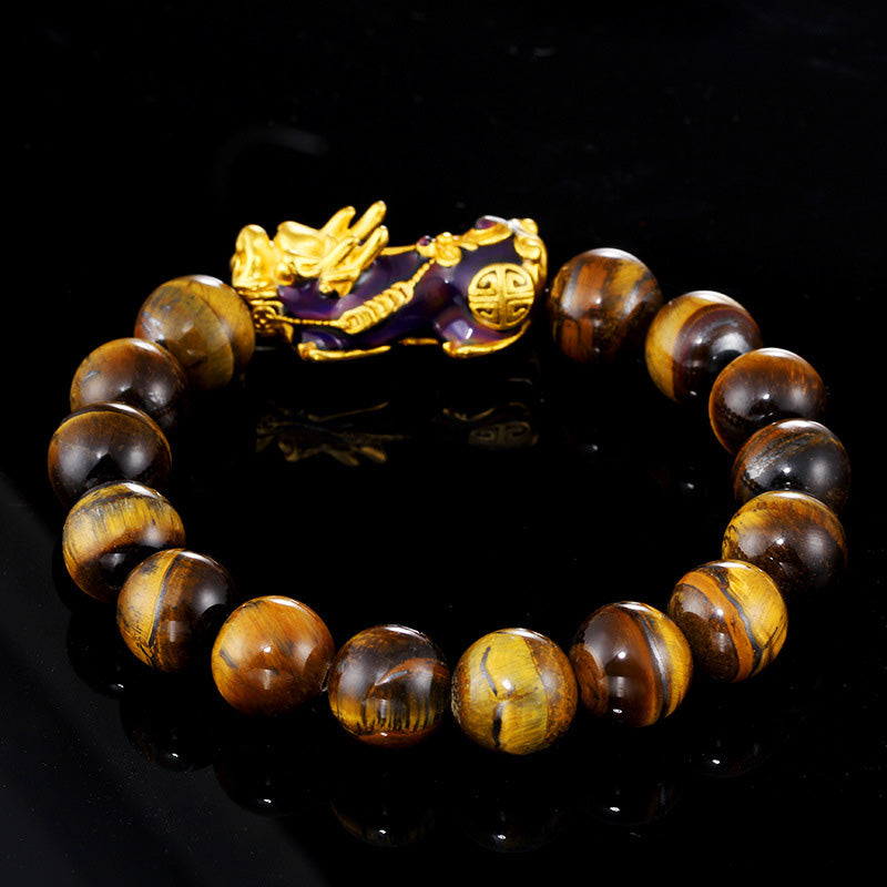 14mm Tiger Eye Feng Shui Bracelet with Pi Xiu Protection