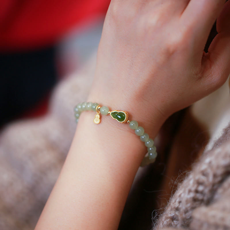 6mm Natural Hetian Jade Lucky Charm Bracelet