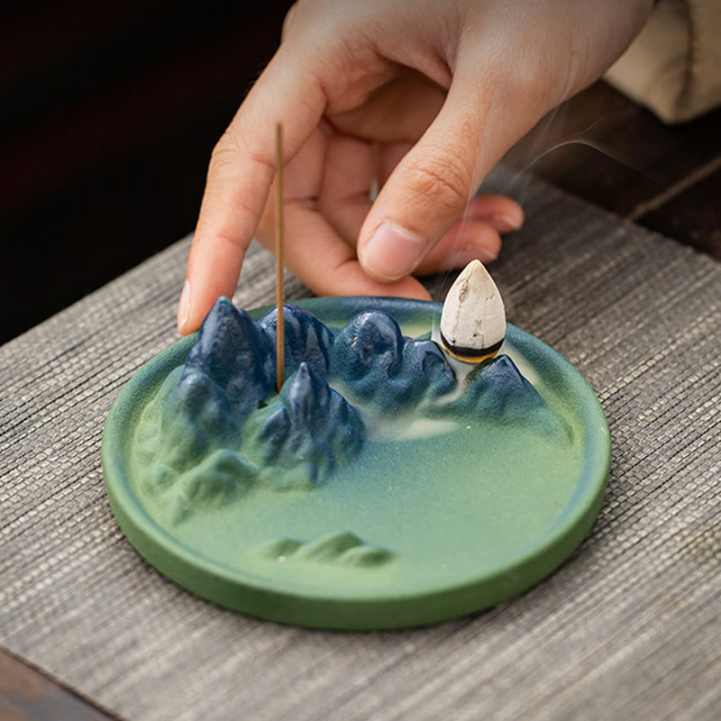 Creative Ceramic Mountain River Backflow Incense Burner