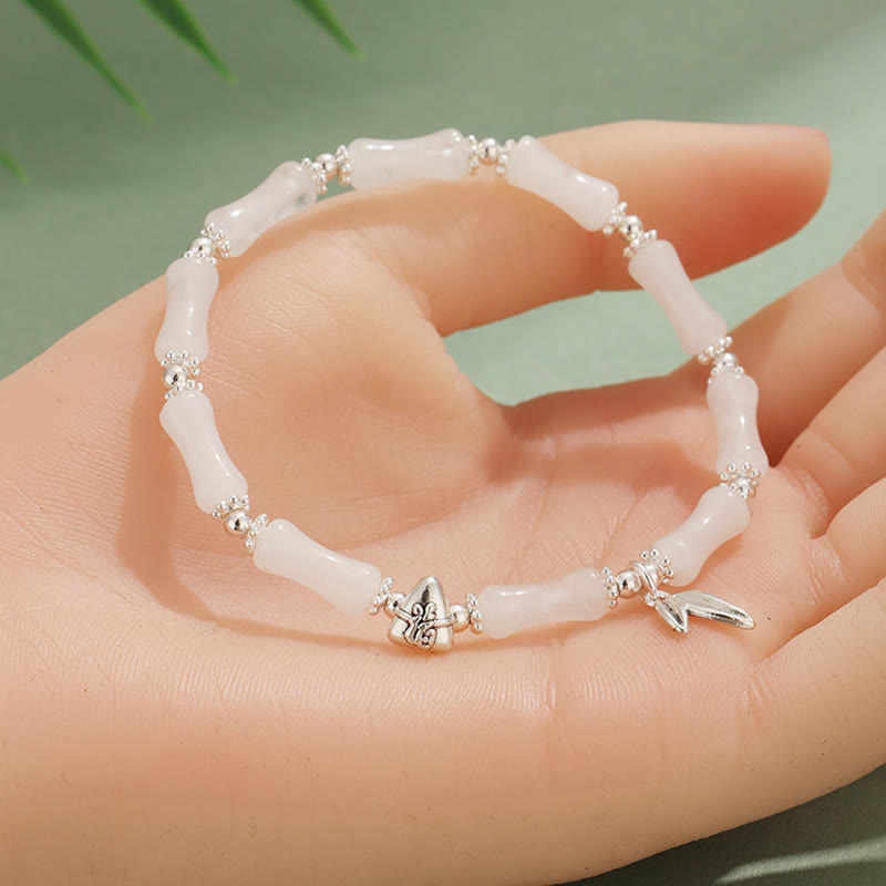 Peridot White Jade Bamboo Fu Symbolic Luck Bracelet