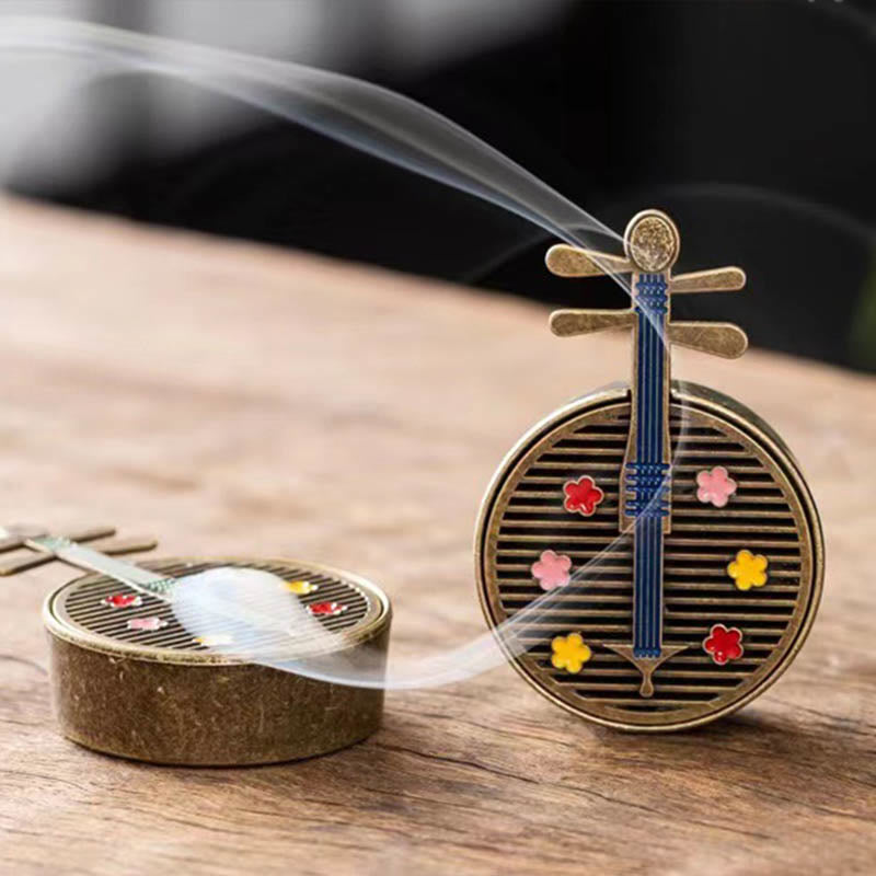 Small Mini Copper Alloy Gourd Fan Pipa Incense Burner