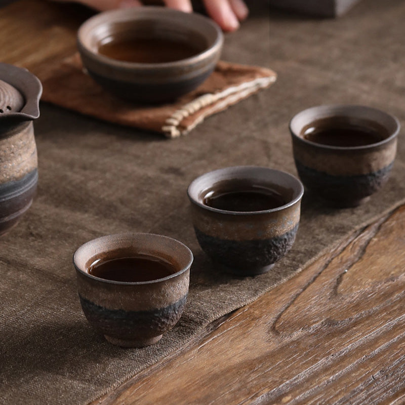Striped Ceramic Teacup 80ml | Zen Decor Bowl