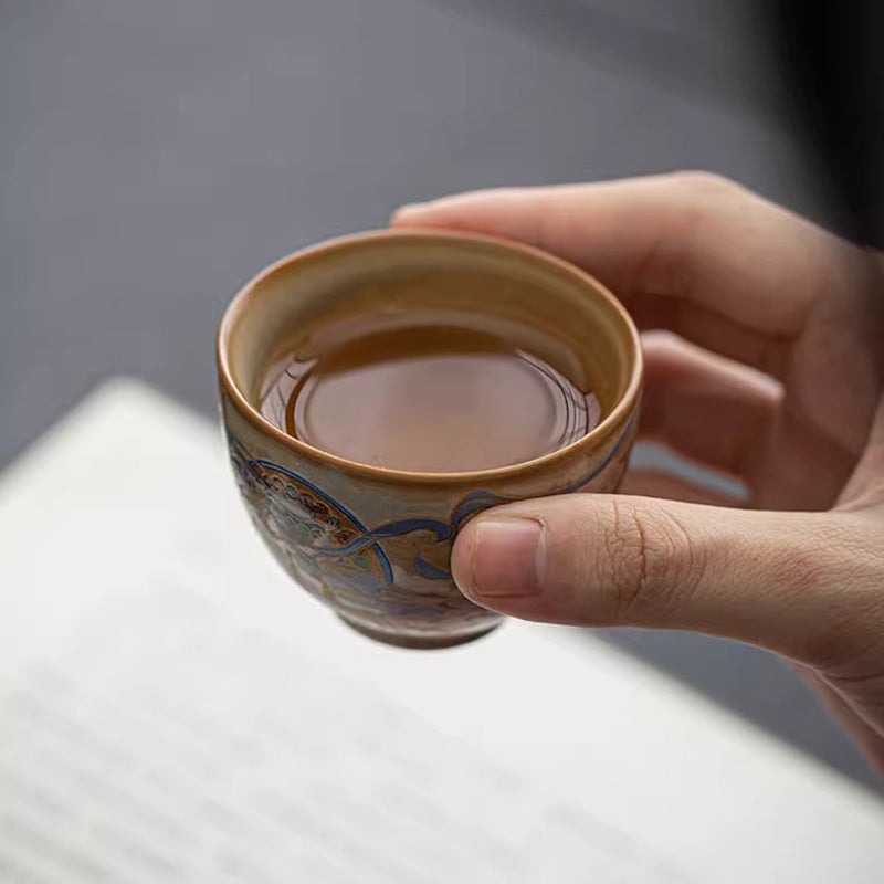 Dunhuang Flying Apsaras Ceramic Gaiwan Tea Cup 150ml