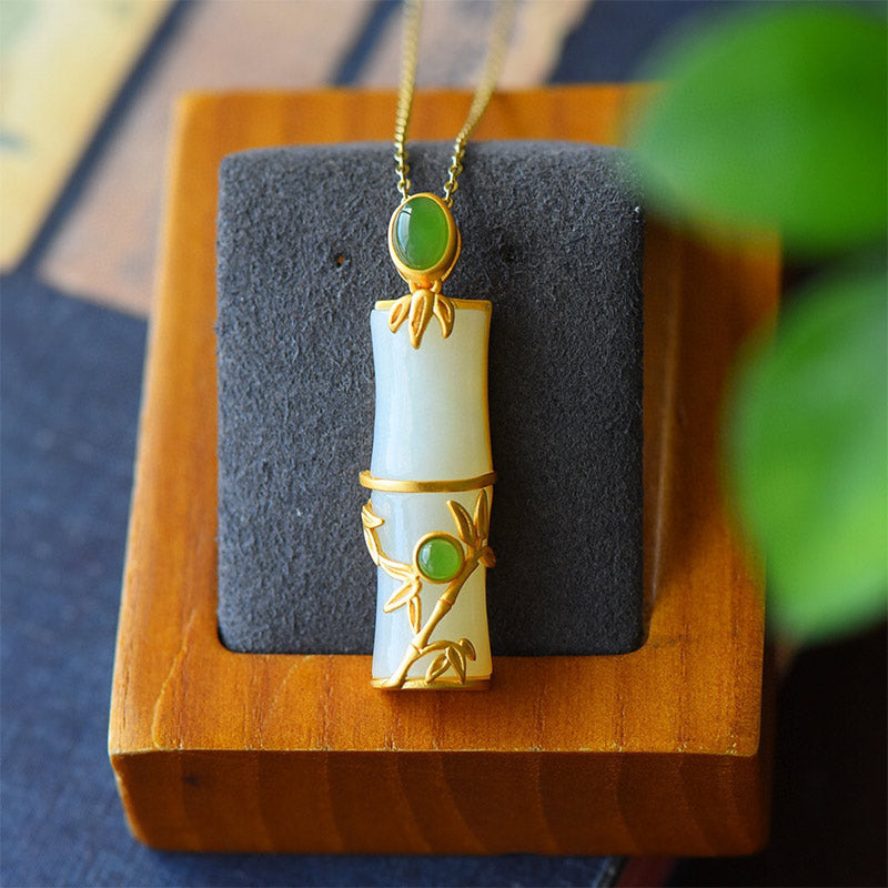 Unisex White Jade Cyan Jade Protection Necklace