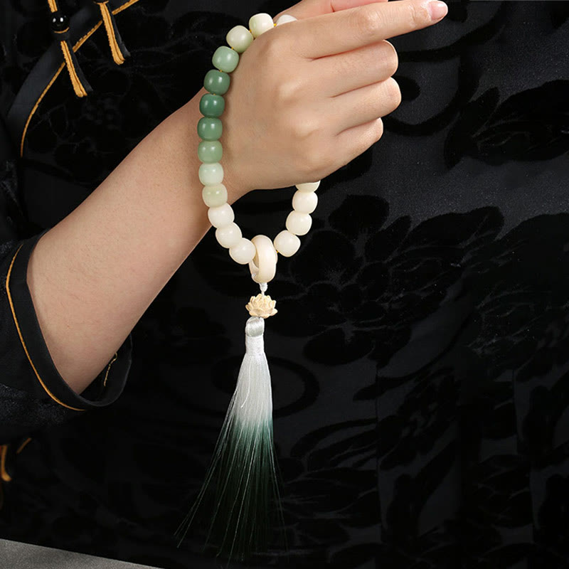12mm Bodhi Seed Lotus Wisdom Wrist Mala Bracelet
