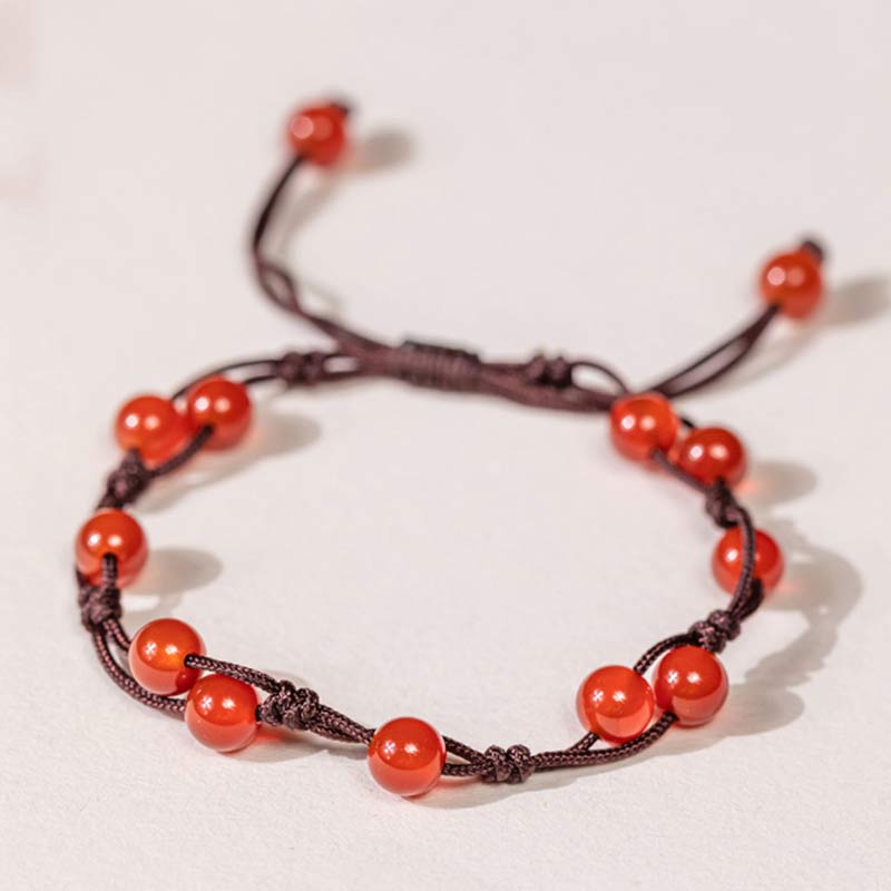 Calming Red Agate Moss Agate Cinnabar Bracelet