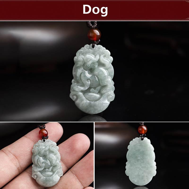 Unisex Jade Chinese Zodiac Success Pendant Necklace