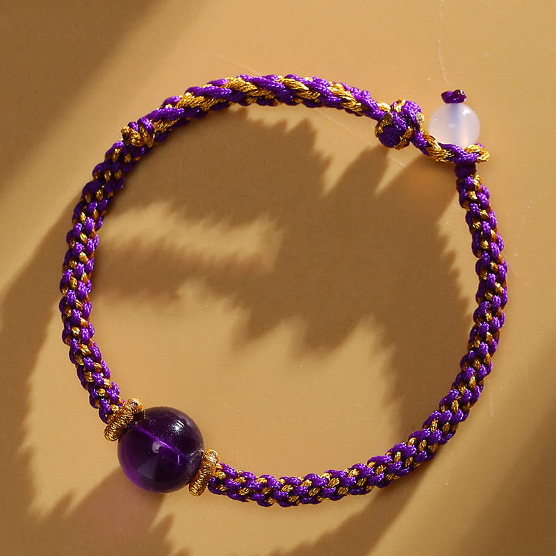 Handmade Red Agate Amethyst Calm Braided Bracelet