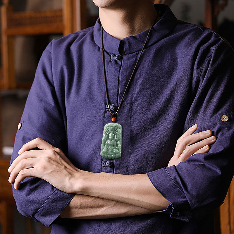 Tathagata Jade Amulet Necklace with Dragon & Buddha Symbol