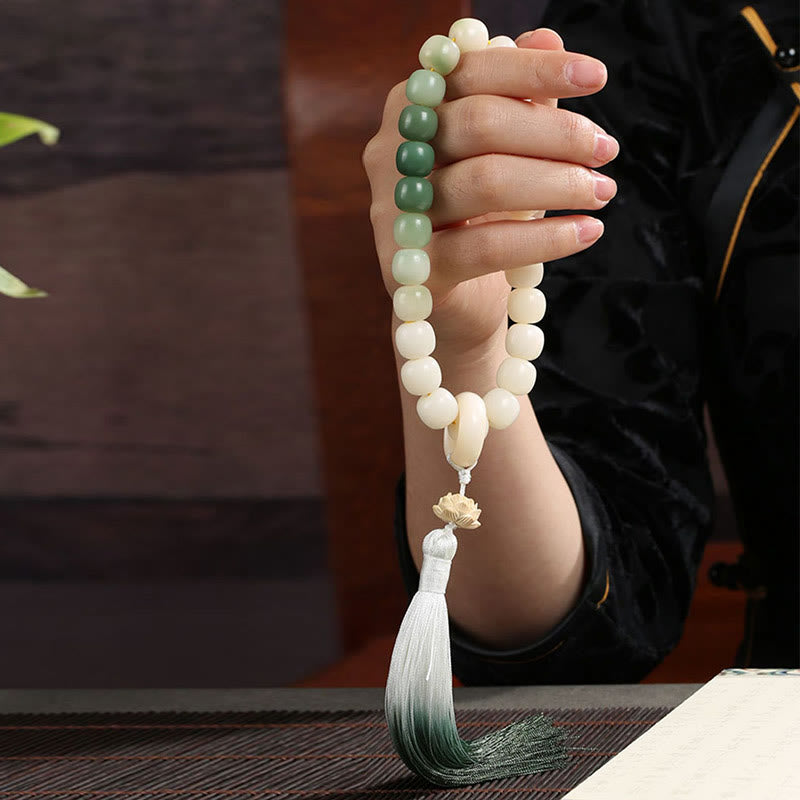 12mm Bodhi Seed Lotus Wisdom Wrist Mala Bracelet