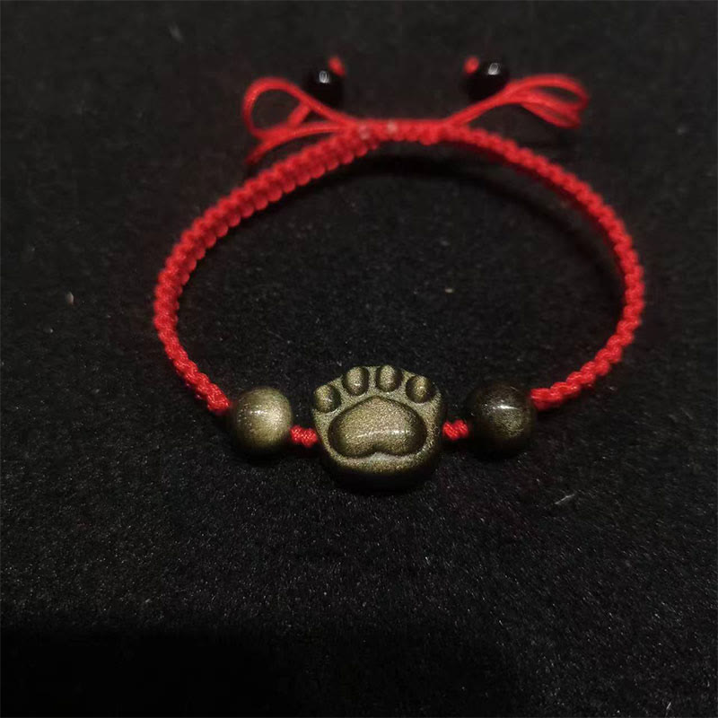 Silver Sheen Obsidian Cat Claw Bracelet for Protection & Balance